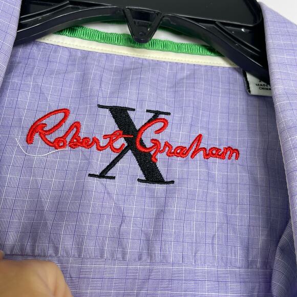 Robert Graham Tailored Fit Light Purple plaid Long sleeve button down Medium - Picture 7 of 16
